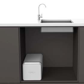Sistema de purificación de agua inteligente VYRTA de diseño compacto y flujo directo para el hogar.